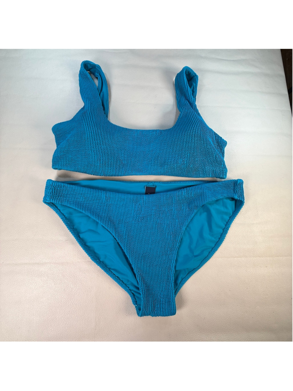 Ashley Graham x Swimsuits For All Bikini Size 18 Blue Textured 2 Piece Swimsuit